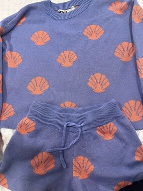 Girls Beach Riot Lavender and Coral Knit Shell  2- piece shorts and top
